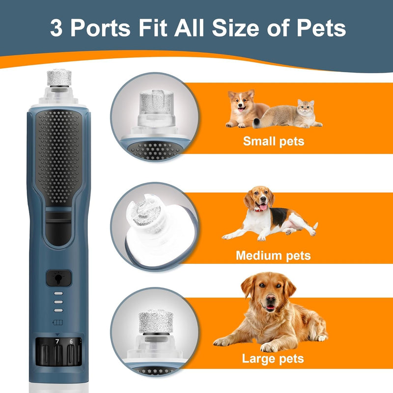 7-Speed Dog & Cat Nail Grinder with Light - Ring LED Safe to Avoid Overcut, Quiet Low Vibration & Powerful Fast, Cordless Rechargeable Toenail Trimmer for Small & Large Puppy & Breeds Paws(Orange) Orange