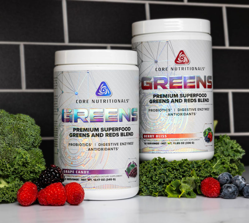 Core Nutritionals Greens, Digestive Support, Berry Bliss, 30 Servings | Daily Wellness Support, Reds & Greens Superfood Blend, 5 Billion CFU Probiotics, Digestive Enzymes, Antioxidants 11.85 Ounce (Pack of 1)