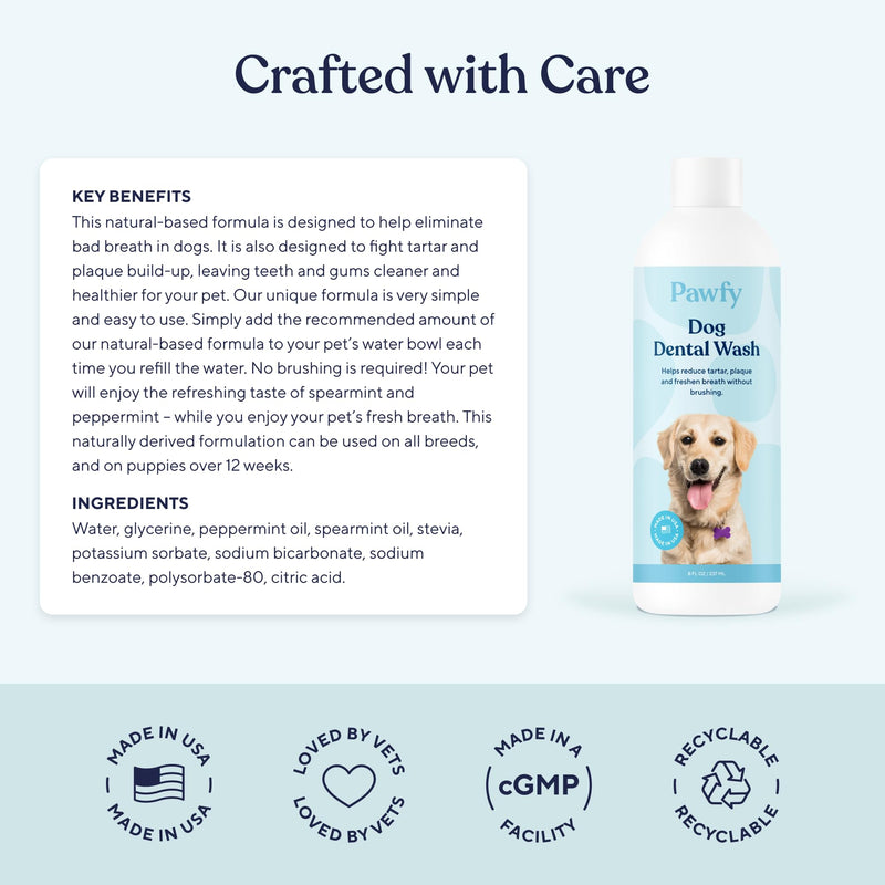 Pawfy Dog Breath Freshener with Specialized Dental Care Formula | Dog Teeth Cleaning & Mouthwash | Helps Freshen Dogs Breath with Easy Water Additive | Supports Plaque and Tartar Control - BeesActive Australia