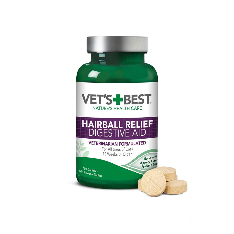 Sentry Hairball Relief for Cats,Malt Flavor,4.4 Ounces and Vet’S Best Cat Hairball Relief Digestive Aid | 60 Chewable Tablets