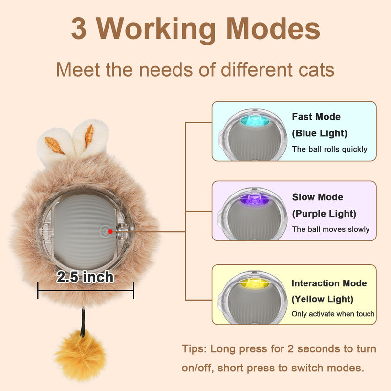 Interactive Cat Toys Balls Fast Rolling in Pouch for Indoor Cats, Automatic Smart Cat Ball Toy with Motion Activated Moving, Rechargeable Electric Cat Toy with Sound Light for Bored Adult Cats Kittens - BeesActive Australia