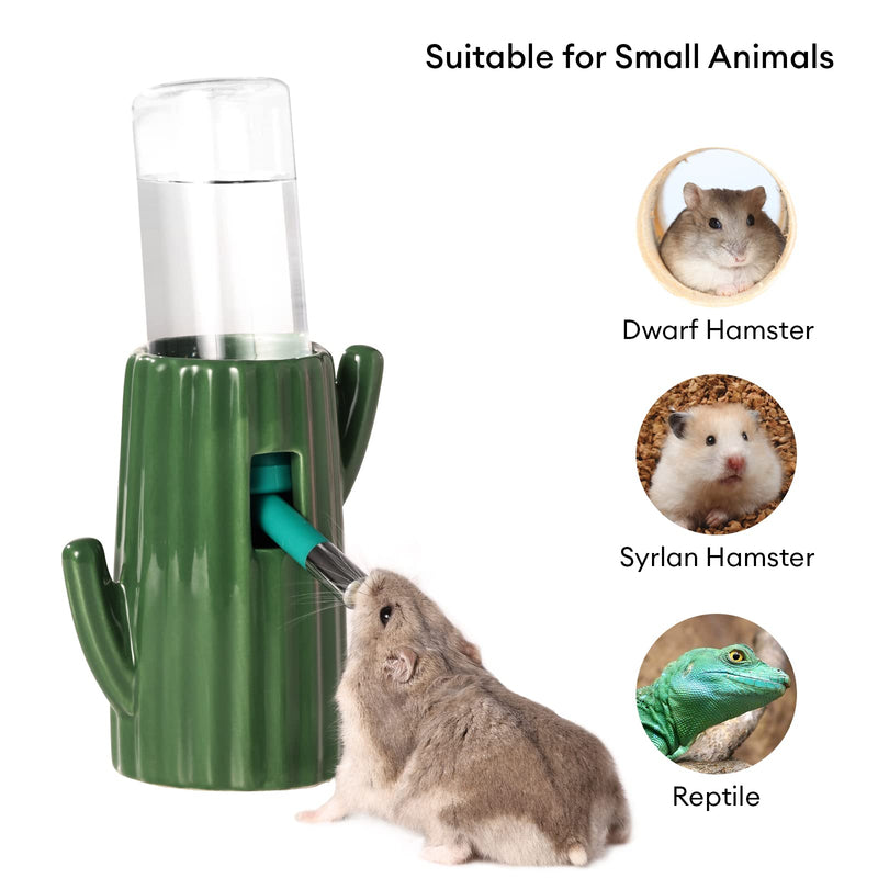 BUCATSTATE Cactus Ceramic Leakproof Hamster Water Bottle Guinea Pig Water Bottles Rabbit Water Bottle with Holder Water Feeder for Small Animals (Green) Green - BeesActive Australia