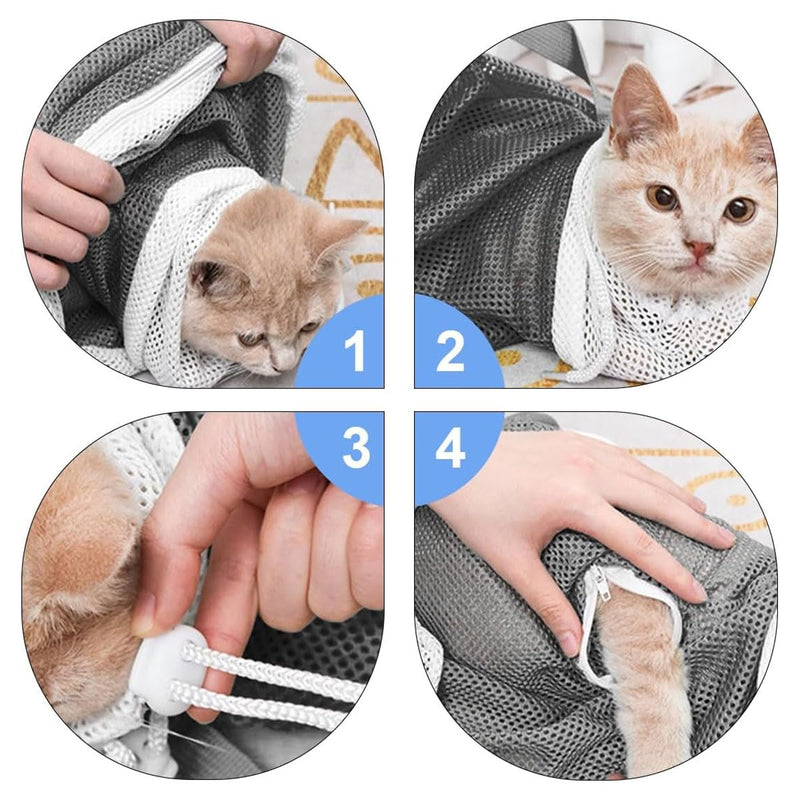 EORPAVU Cat Claw Care, Cat Claw Care, Adjustable Cat Bath Bag, Fixed Bag for Cats and Dogs, Bath Bag, Grooming Bag (20" x 12.5") - BeesActive Australia