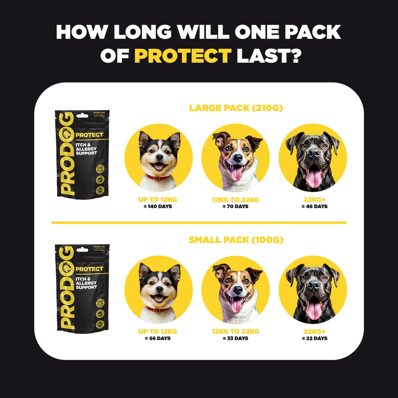 ProDog Protect Itch & Allergy Support for Dogs | 14 Natural Ingredients | Skin Supplement Powder (100g) 100 Gram