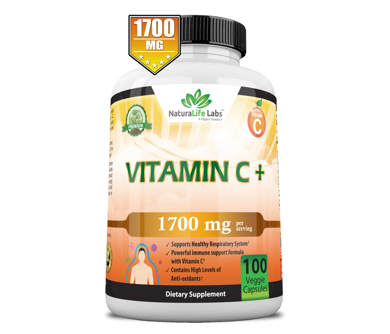 Vitamin C 1,700 MG with Vitamin D3, Zinc, Elderberry, Ginger root - Maximum Strength Multi System Immune Support- 100 veggie Capsules - BeesActive Australia