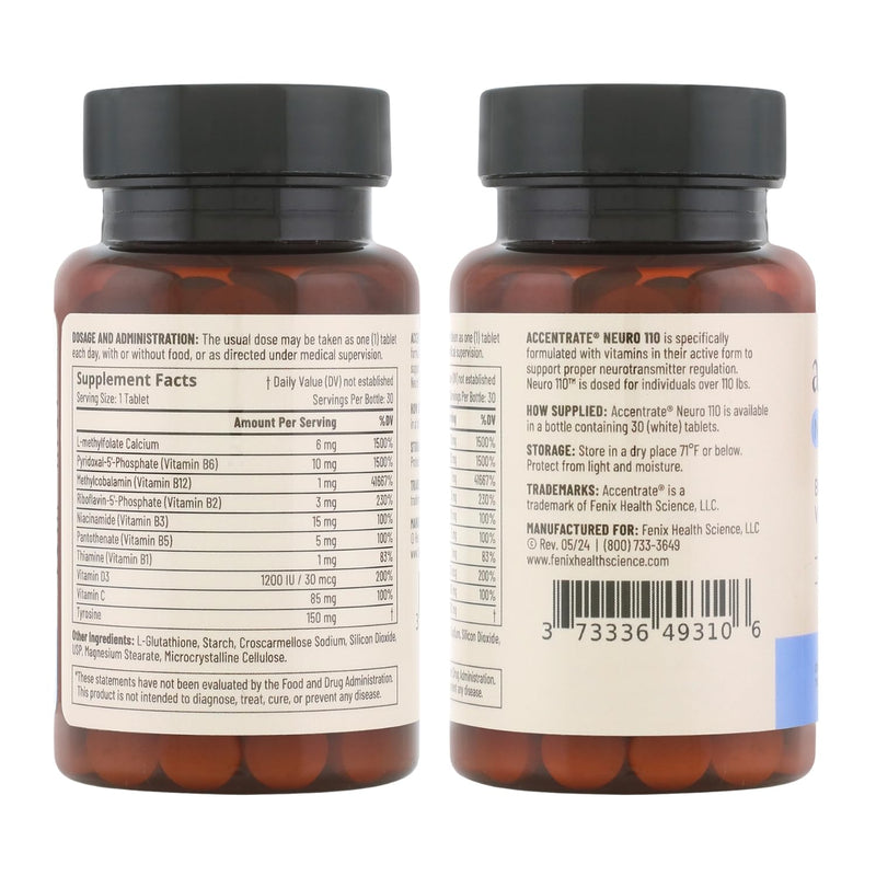 Accentrate Neuro - Brain Health, Methylated Vitamin B Complex, MTHFR | Every B vitamin already in its active form, so your body does not have to convert it first. Supports focus and mood. Teen/Adult
