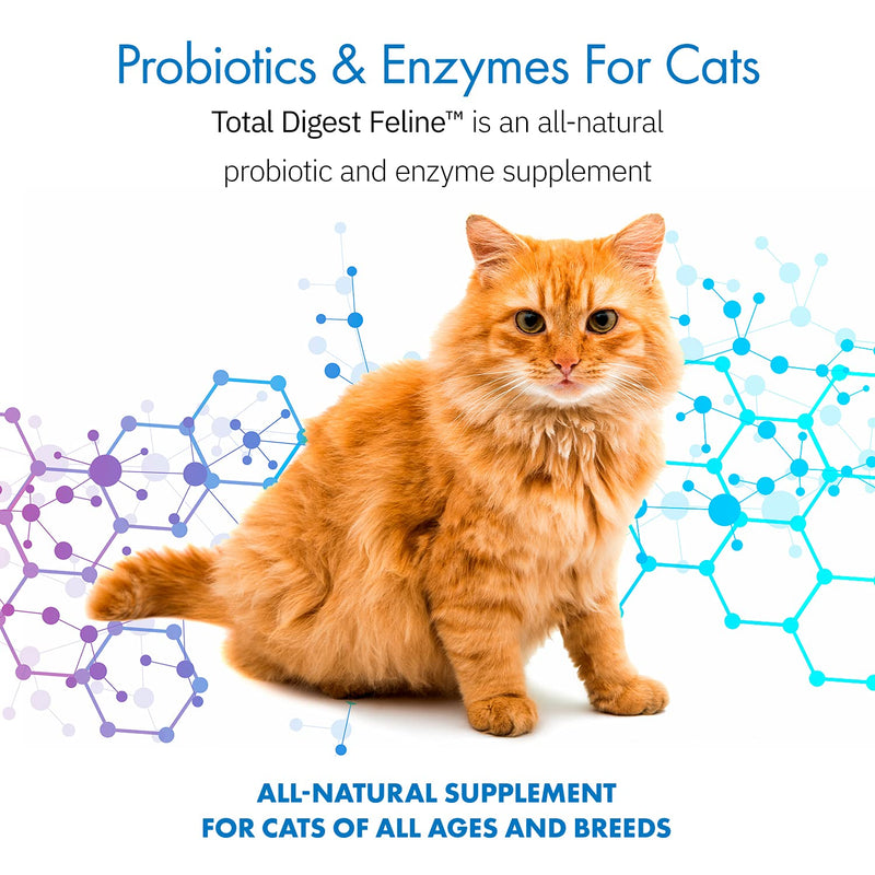 Total Digest™ Feline Probiotics and Enzymes, All-Natural Digestive System Dietary Supplement Formula for Cats (120 Servings) 120