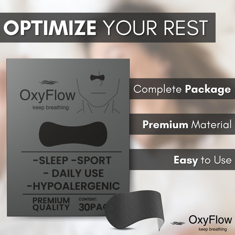 OxyFlow Nasal Strips for Breathing- for Sensitive Skin, Nose Strips for Snoring, Nasal Congestion Relief, Nasal Tape, Breathe Right, Athletic Nasal Strips, Extra Strength, Universal Fit.