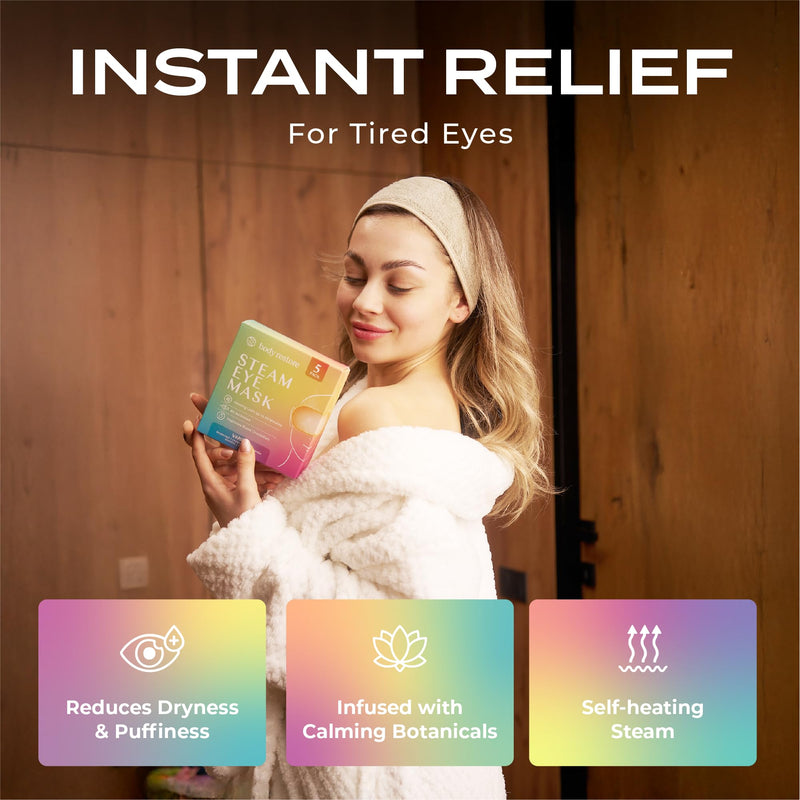 Body Restore Heated Eye Mask for Dry Eyes 5 Pack - Self Heating Warm Compress, Christmas Stocking Stuffers, White Elephant, Birthday Gifts for Women, Men, Stye Eye Treatment, Relaxation - Variety