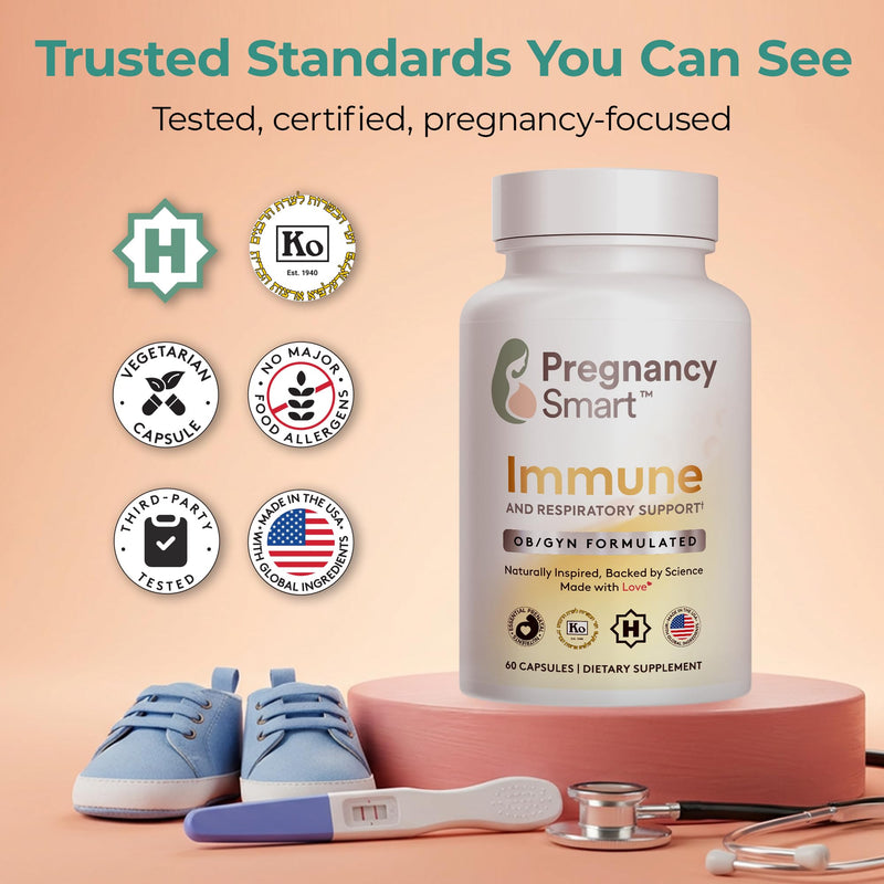 Immune and Respiratory Support – Vitamin C, Zinc, B6, D3 & Magnesium | OB/GYN Formulated, Pregnancy-Safe Immune Support, Easy-to-Take Vegetarian Capsules 60 Ct
