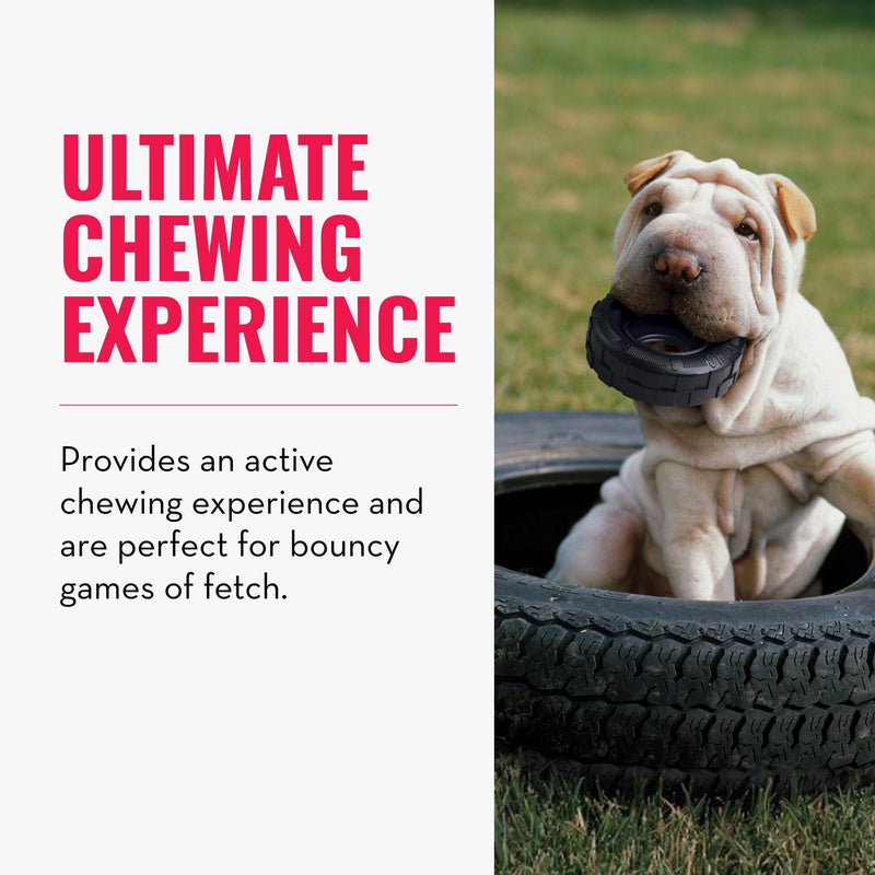 KONG Extreme Tires - KONG's Most Durable Natural Rubber Chew & Fetch Toy - Treat Dispenser Dog Tire Toy - Pet Supplies for Outdoor & Indoor Play - For Medium/Large Dogs Large Standard Packaging