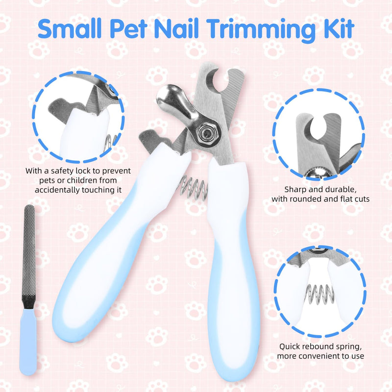 Nobleza - 6-piece small animal care set, rabbit care set with raclette brush, bath and massage glove, hamster comb (blue) - BeesActive Australia