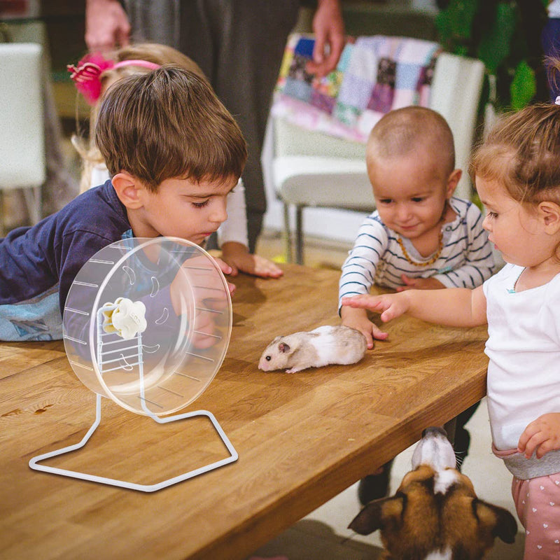 6.7inch Hamster Exercise Wheel, FHDUSRYO Transparent Hamster Running Wheel with Metal Stand, Silent Spinner Hamster Wheel, Pet Running Toy Cage Accessory for Small Animals, Mice Rat, Hedgehog - BeesActive Australia