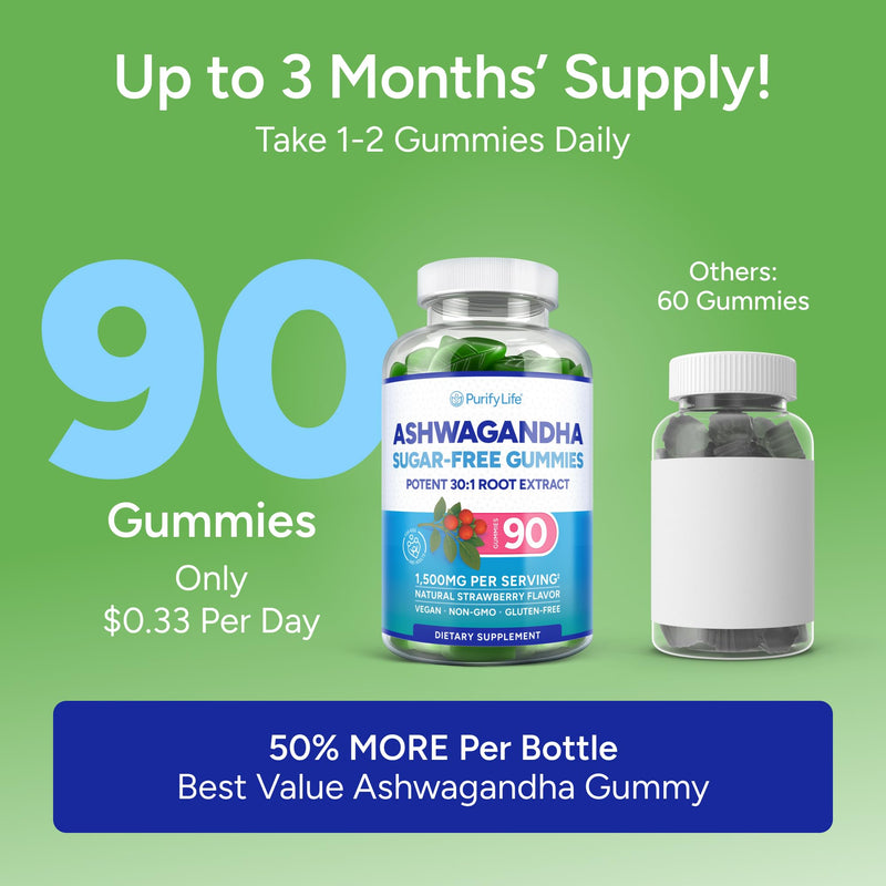 Sugar-Free Ashwagandha Gummies for Stress, Sleep & Mood Support - High-Potency 30:1 Ashwagandha Supplement Extract - Vegan Adaptogen Supplement for Women & Men, Natural Flavor, Plant-Based, 90 Gummies Natural Strawberry Flavor 90 Count (Pack of 1) - BeesActive Australia