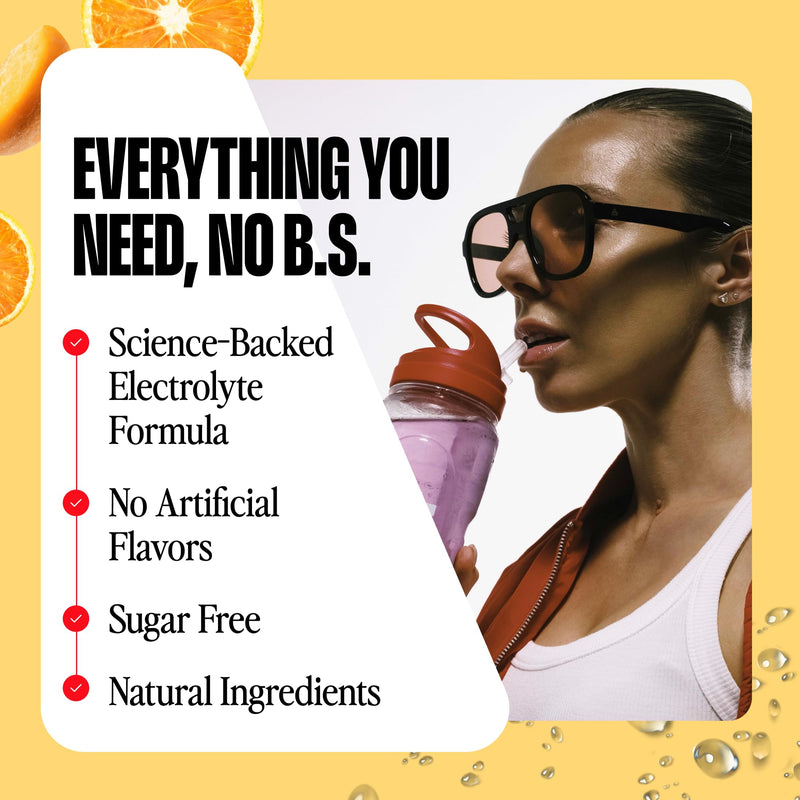 HYRO Electrolyte Powder Packets, Sugar Free, Orange Mango, 15 Count | Magnesium, Potassium & Vitamin C for daily hydration. Keto & Vegan friendly. Sugar-free with no artificial sweeteners added.