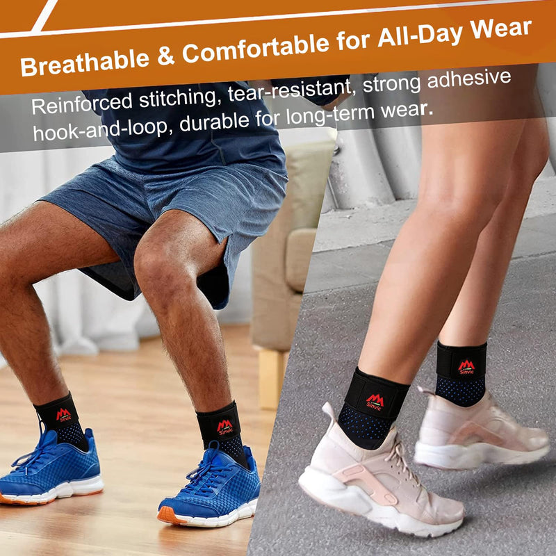 2 Packs Adjustable Ankle Brace for Sprained Ankle- Stabilizes Joints, Prevents Sprains, Breathable Neoprene Ankle Support Brace with Strong Stability Great for Basketball, Running & Daily Wear Large Classic Black - BeesActive Australia