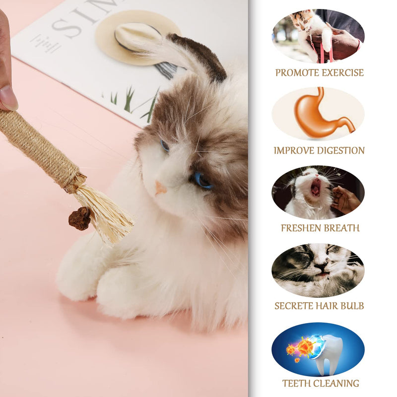 KINBOM 4pcs Cat Chew Toys Natural Silvervine Dental Chew Sticks Cleaning Teeth Chew Catnip Toys for Treat Lick