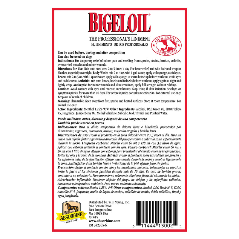 Absorbine Bigeloil Liquid Liniment, Invigorating Topical Rub for Sore Muscles, Joints & Arthritis Pain, 32oz Bottle 32 oz - PawsPlanet Australia