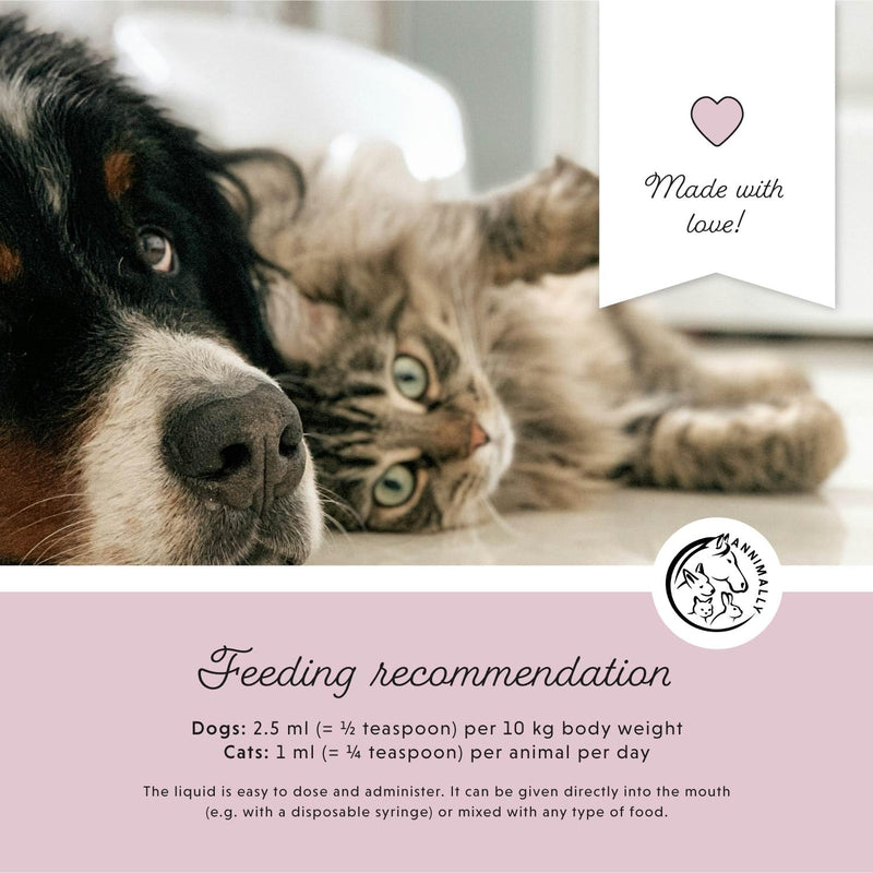 Annimally Relax Liquid for Dogs & Cats 250 ml - Daily Pet Supplement with L-Tryptophan, Moringa, Ashwagandha, Magnesium, Passion Flower, St John’s Wort & Hops, Made in Germany