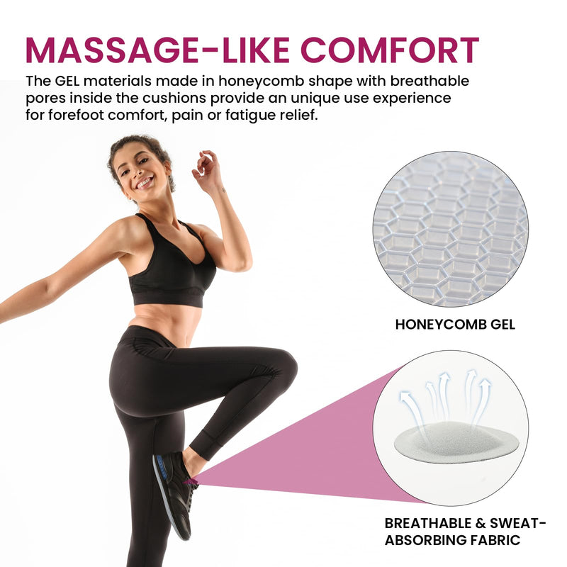 Cloud Feeling Metatarsal Pads for Pain Relief - Bukihome 6-Pair Ball-of-Foot Cushions Forefoot Support Fatigue Relief, Ball-of-Foot Pads for Metatarsalgia Morton’s Neuroma, Men Women Gray