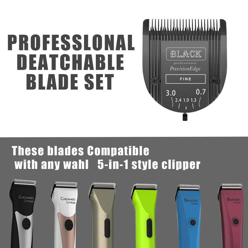 Adjustable 5 in 1 Blades Dog Grooming Blades Compatible with Wahl Animal Clipper Arco, Bravura, Chromado, Creativa, Figura, and Motion Pet, Dog, and Horse (BLACK/1PC) BLACK/1PC - BeesActive Australia