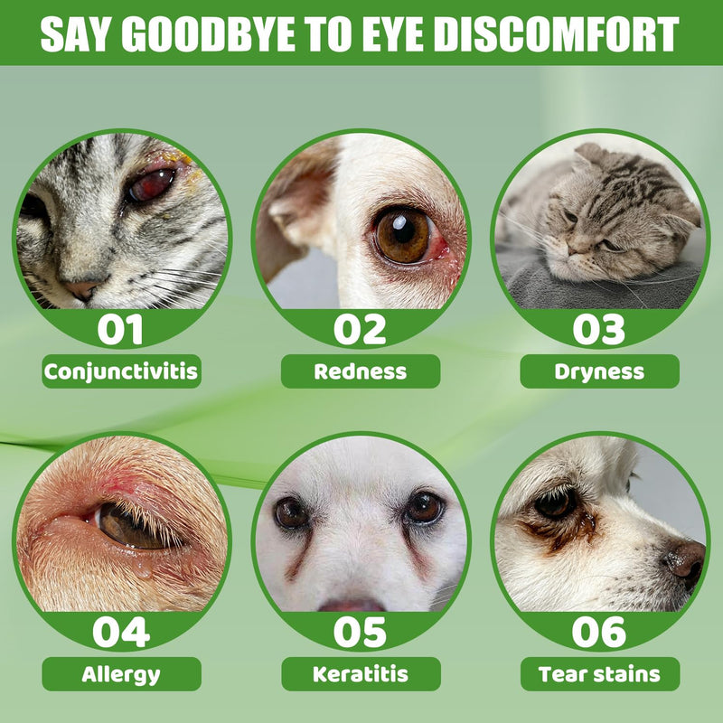 Pet Dog Eye Drops, Cataract Drops for Dogs, Eye Drops for Dogs & Cats for Improving Eye Itching, Dry & Cloudy, Remove Eye Stains, Supports Restore Clarity 60ml (2 Oz)