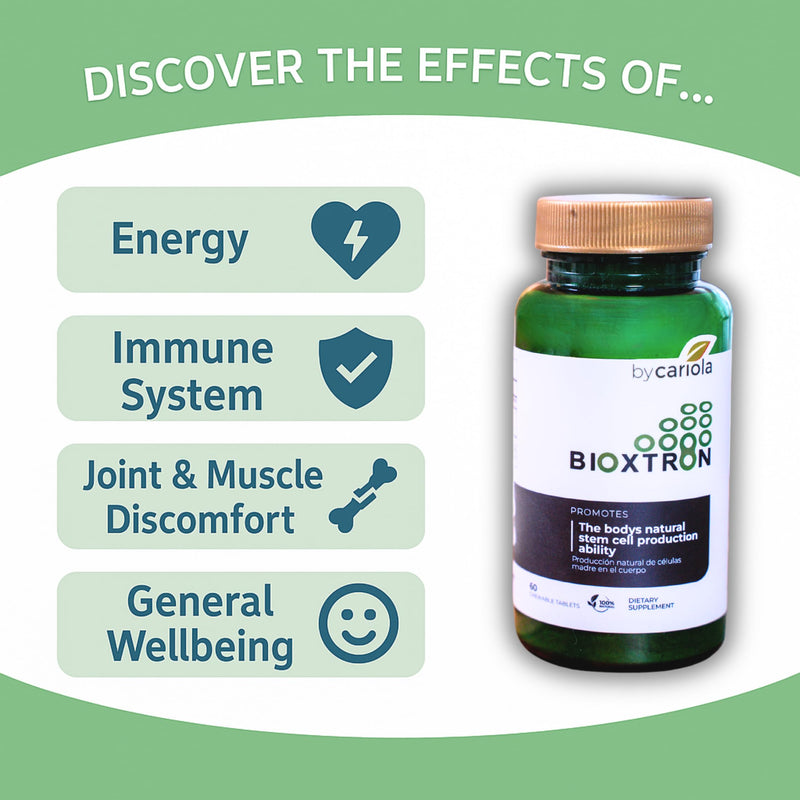 Bioxtron Natural Stem Cell Supplement Chewable Tablets - Spirulina, Chlorella, AFA - Supports Energy, Joint, Muscle, Immune Health - Stem Cell Regenerator - 60 Tablets (30 Servings) 60 Count (Pack of 1)