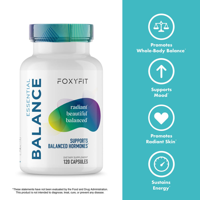 Essential Balance Hormonal Support and Vitamin Supplement for Women by Foxy Fit – Antioxidant, Healthy Skin & Hair for Daily Use* (30 Servings)