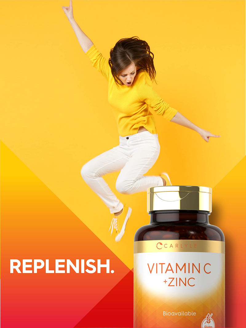 Carlyle Vitamin C with Zinc | 250 Softgels | Bioavailable | Ascorbic Acid | Zinc Oxide | Non-GMO and Gluten Free Supplement