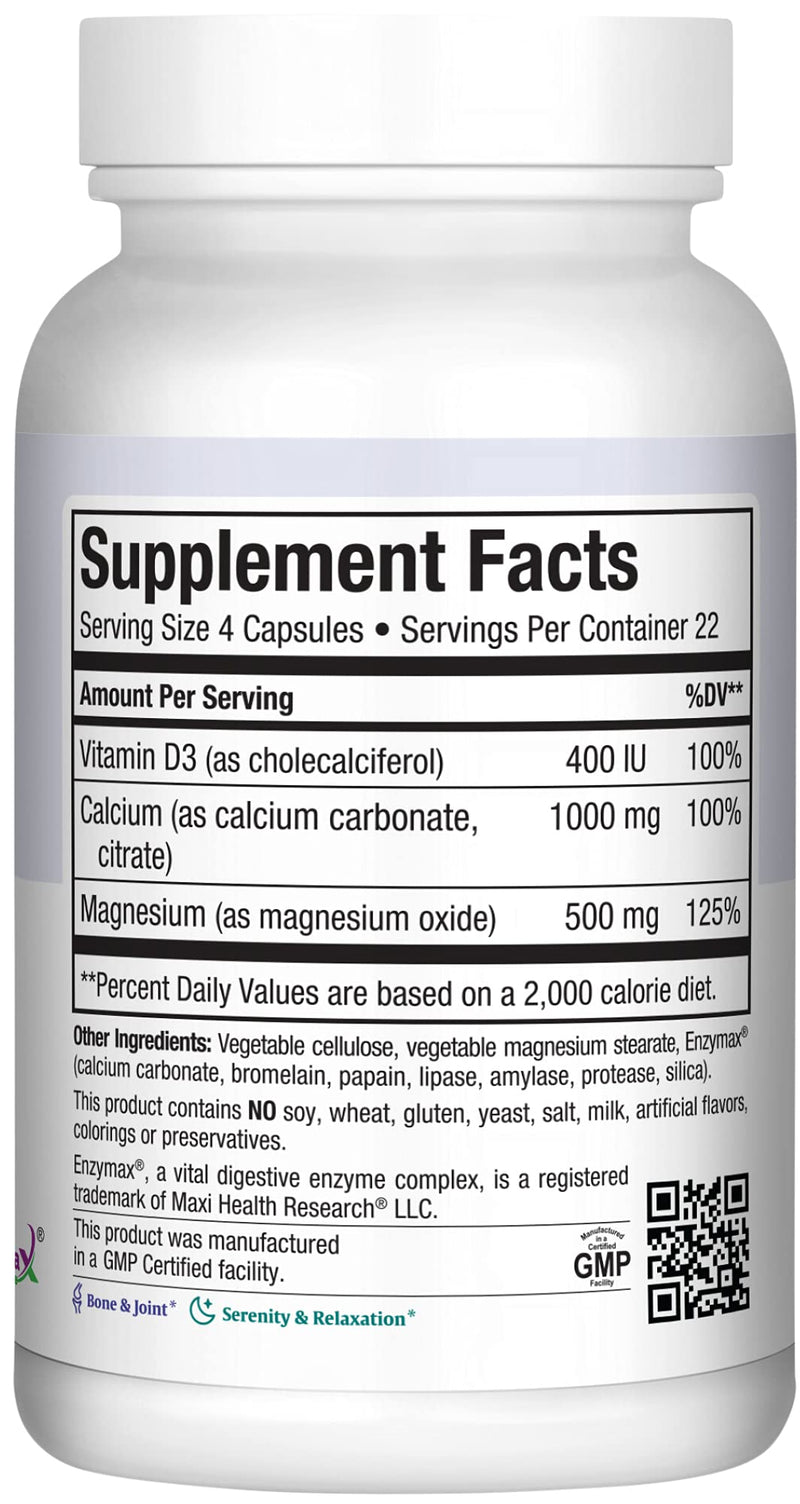 Calcium 1000 mg Supplement with Vitamin D3 (1000 IU) and Magnesium (500 mg) - Bone, Teeth and Joint Support for Men and Women - 180 Capsules - Maxi Cal by Maxi Health 180 Count (Pack of 1)