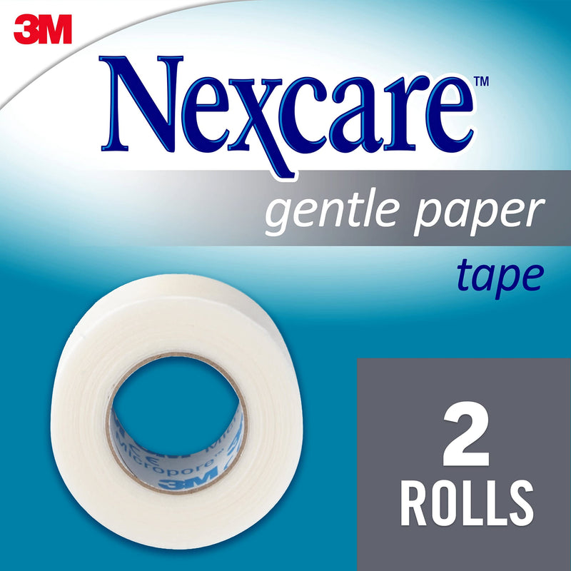 Nexcare Gentle Paper Tape, Medical Paper Tape, Secures Dressings and Lifts Away Gently - 1 In x 10 Yds, 2 Rolls of Tape 1 Inch (Pack of 2)