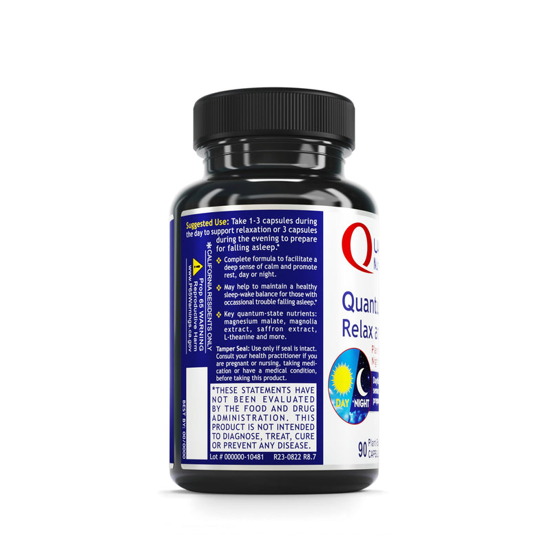 Quantum Nutrition Labs Quantum Relax and Slumber - Sleep Supplement with Magnesium Malate & L-Theanine, Natural Calm Complex with Lemon Balm & Valerian Root for Women & Men - 90 Capsules