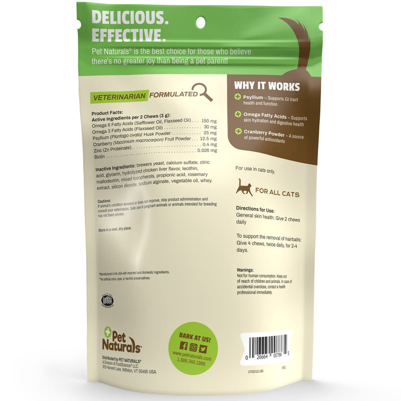 Pet Naturals Hairball for Cats with Omega 3, Chicken Flavor, 160 Chews - Can Help Eliminate Hairballs and Manage Excess Shedding - No Corn or Wheat - BeesActive Australia