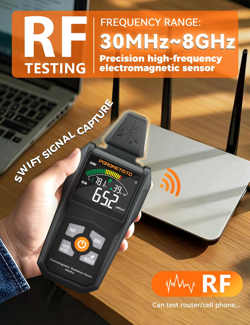 EMF Meter Radiation Detector, ET01Pro EMF Detector, 5-in-1 Electromagnetic Field & Radio Frequency Detector for Home Use & Office EMF Inspections,Ghost Hunting Equipment - BeesActive Australia