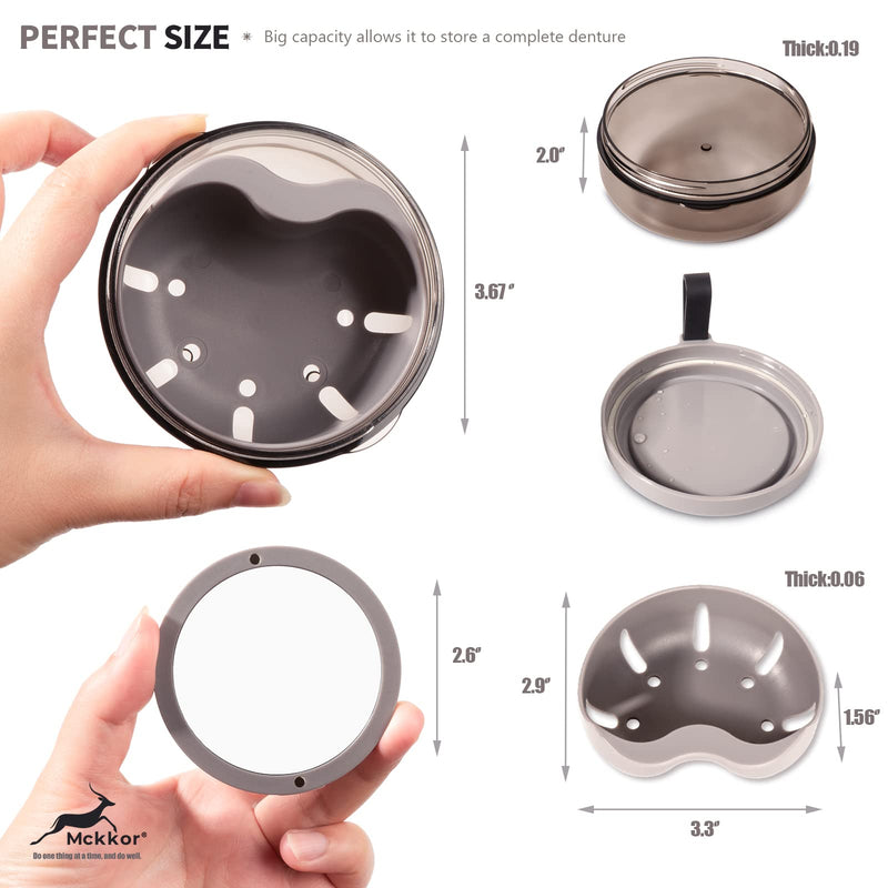Denture cup, Definitely No-Leak Denture Bath Box for Traveling Perfectly, Denture Cup with Strainer & Mirror(White) White
