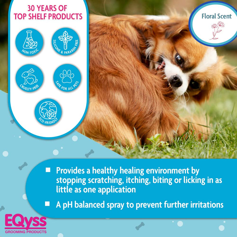 EQyss Micro-Tek Pet Itch Relief Spray - Soothes Dry Irritated Skin, Stops Itching, Scratching, Biting, Licking Hot Spots - for all Cats & Dogs (16 oz) 16-Ounce - BeesActive Australia