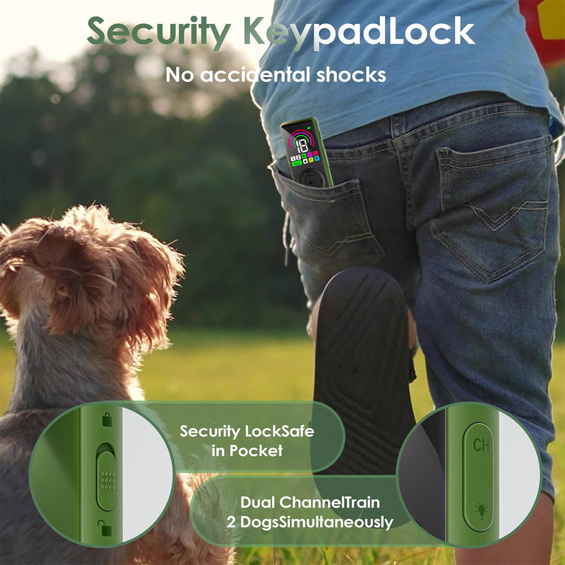 Dog Shock Collar 2 Dogs, 4500FT Dog Training Collar Rechargeable Waterproof IP67 Electronic Collar, Adjustable Collar for Dog 8-120 Lbs, 3 Training Modes Beep Dog Shock Collar with Remote Control 2 Pack Green - BeesActive Australia