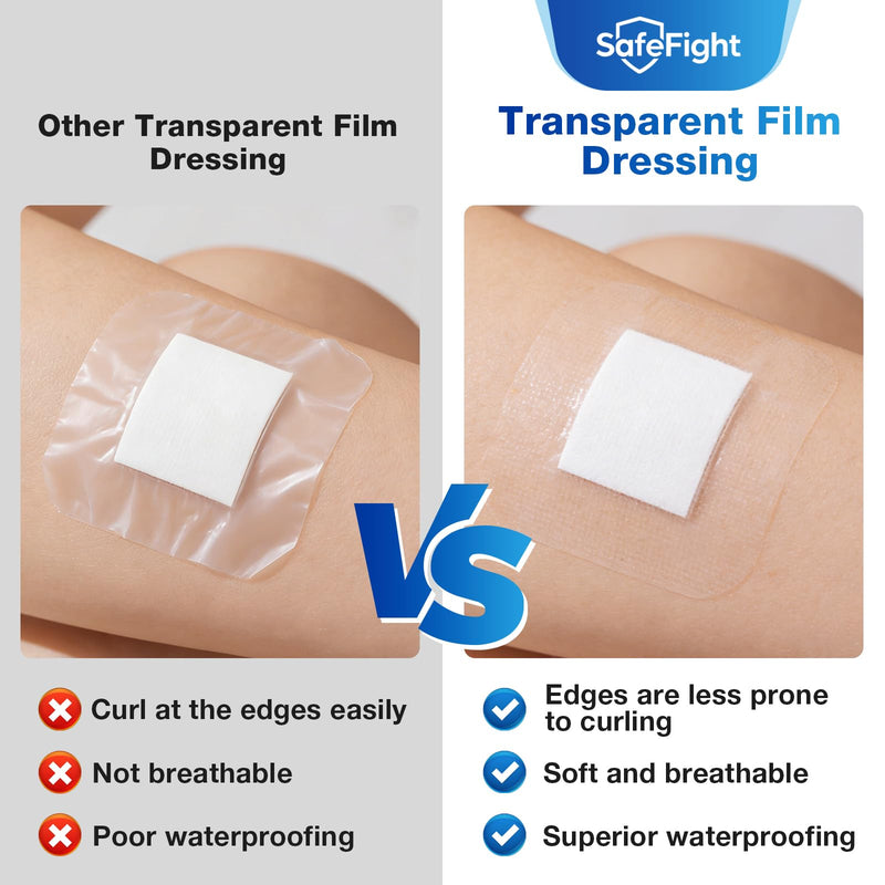 Transparent Film Dressing with Pad 50 Pack,Waterproof Adhesive Bandages for Wound Care,IV Shield, Tattoo Aftercare, Shower Protector(4"x 6") 4"x 6"