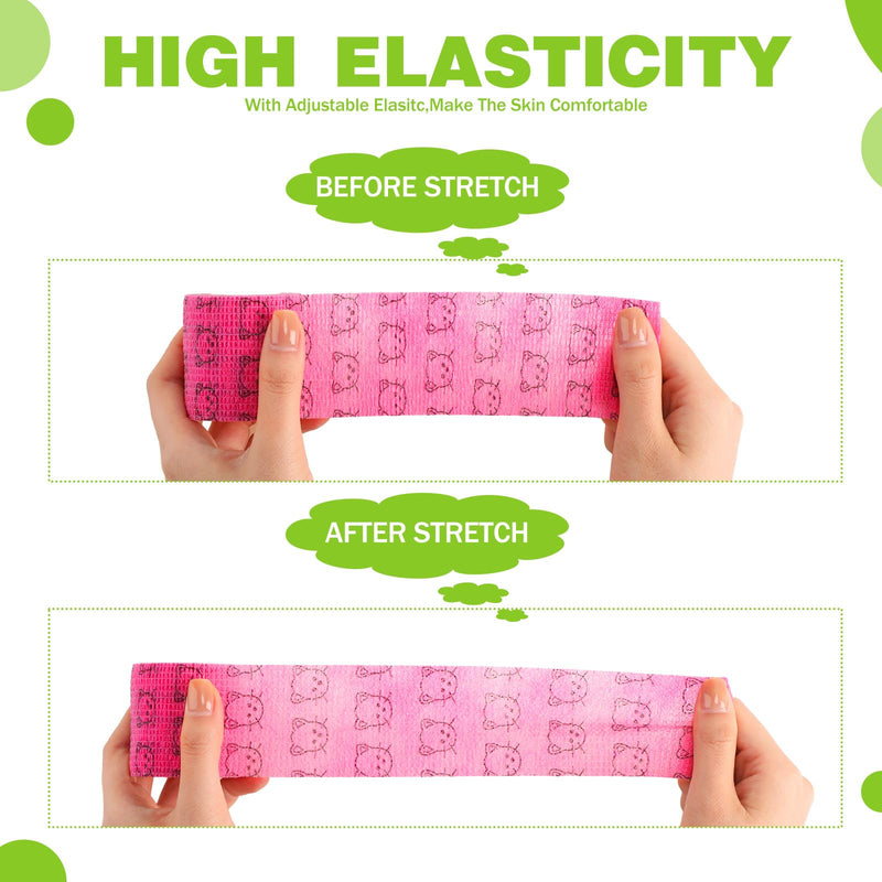 24 Roll 2 Inch x 5 Yards Self Adhesive Bandage Wrap Breathable Cohesive Vet wrap Self Stick Non Woven Dog Bandage Self Adherent Wrap for Dog Cat Pet Ankle Wrist Leg Finger Sports, 6 Styles - BeesActive Australia