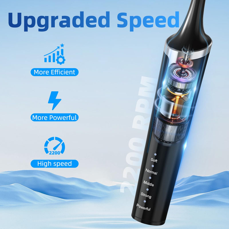 Tooth Polisher Rechargeable Teeth Whitening Kits for Teeth Daily Cleaning and Whitening Dental Polisher with 2 Set Polishing Brush Heads LED Light 5 Speed Modes Waterproof