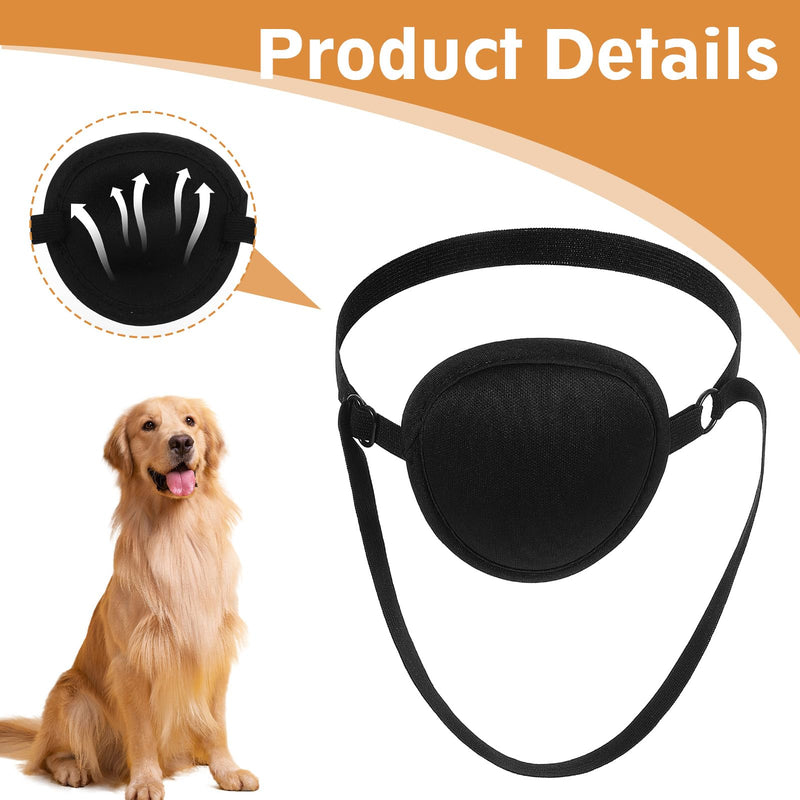 2pcs Eye Patch for Dogs, Adjustable Dog Eye Patch, Soft and Comfortable Eyes Patches, Used for Postoperative Eyes Injuries in Medium and Large Dogs, Black