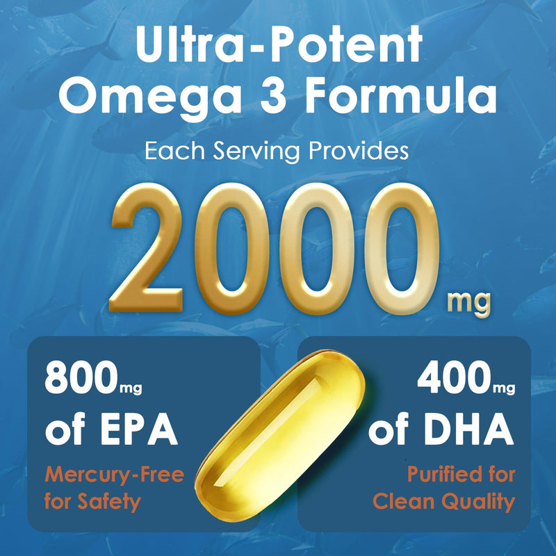 NATURE TARGET Omega 3 Fish Oil 2000mg, 120 Softgels | High-Purity Fish Oil, Rich in Omega-3 Fatty Acids, Supports Heart & Immune Health, Easy to Absorb, No Fishy Aftertaste 120 Count (Pack of 1)