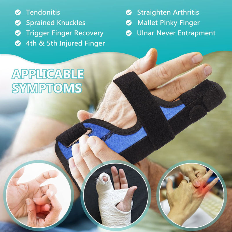 Pinky Finger Splint, Metacarpal Splint for 4th or 5th Finger, Finger Support Brace for Broken Finger, Trigger Finger, Arthritis, Straightening, Fits Right or Left Hand(L/XL) L/XL