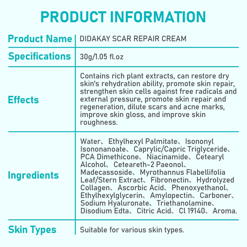 Advanced Scar Cream, Repair scar cream for Old and New Scars, Scar Removal Cream for Surgical Scars, Stretch Marks, C-Section, Keloids, Injury, Acne, and More 1.05 oz(30g)