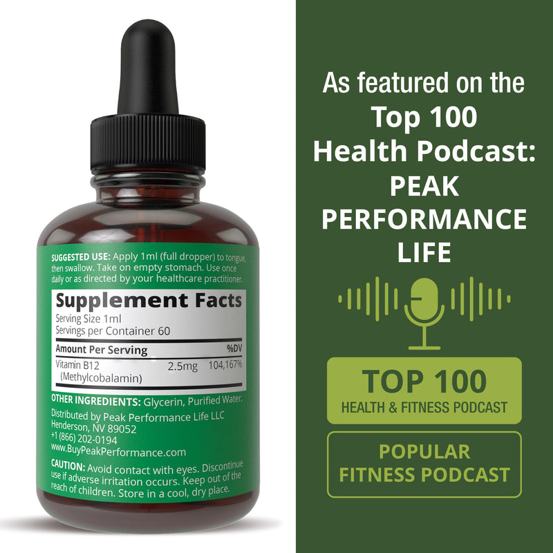 Raw Methyl B12 Liquid Drops. Sublingual Fast Acting Advanced Vegan B 12 | Liquid Vitamin Supplement. High Bioavailability Methylcobalamin B-12 Vitamins for Energy, Focus and Relief. For Men + Women 2 Fl Oz (Pack of 1)