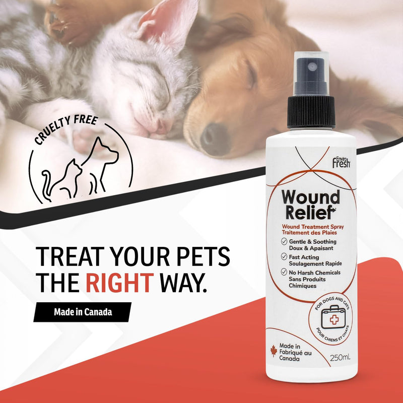 Wound Spray for Pets by EnviroFresh, Wound and Skin Care for Dogs Cats Pets, Fast Acting, Soothing, Scratching, Itch, Skin Irritation, Bites & Burns, No Harsh Chemicals 8.45oz/250mL
