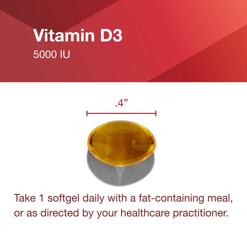PROTOCOL FOR LIFE BALANCE Vitamin D3 5,000 IU, Bone Health*, 120 Softgels | Supports Calcium Absorption*, Bone and Dental Health*, Immune System Function*, Supports Nervous System and Brain Function*