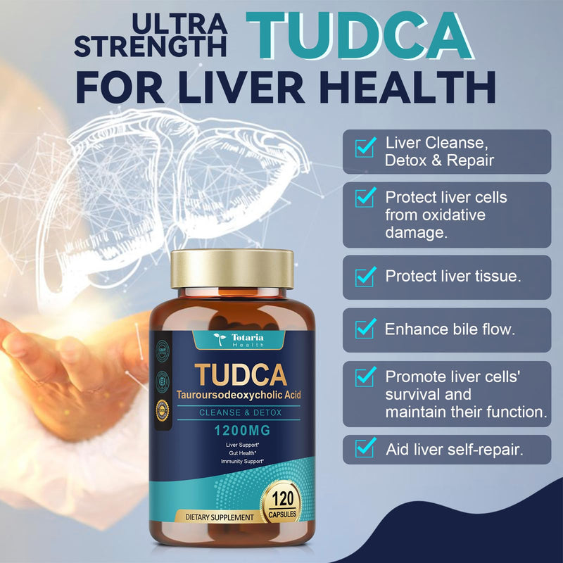 (2 Packs) TUDCA Supplement 1200mg (Tauroursodeoxycholic Acid), Ultra Strength Pure TUDCA Bile Salts Liver Support Supplements, Liver and Gallbladder Cleanse & Repair, Vegan 120 Count (Pack of 2) - BeesActive Australia