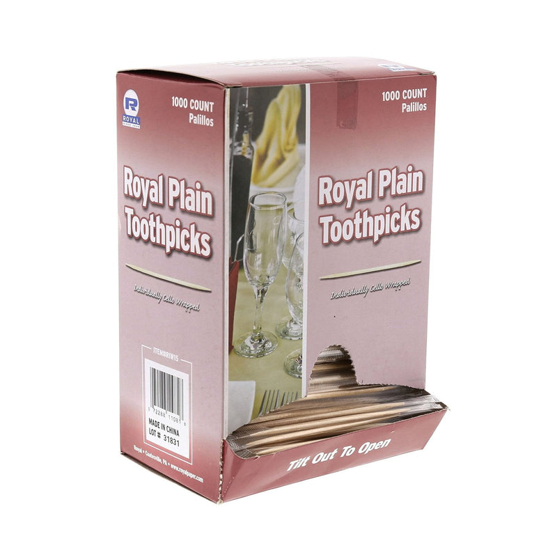 Royal Plain Individual Cello Wrapped Toothpicks, Package of 1000 2.5" - BeesActive Australia