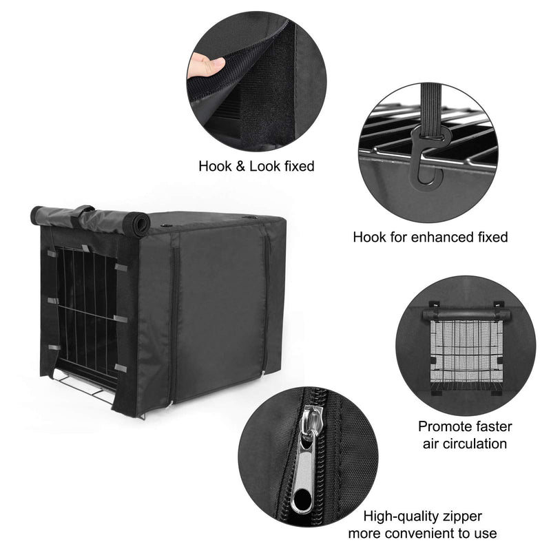 Durable Dog crate cover Double Door for large pet Kennel Covers Universal Fit for 24 30 36 42 48 inches Wire Dog Crate (24 Inch (24" L x 18" W x 20" H))-Black 22.0"L x 16.0"W x 18.0"H - BeesActive Australia